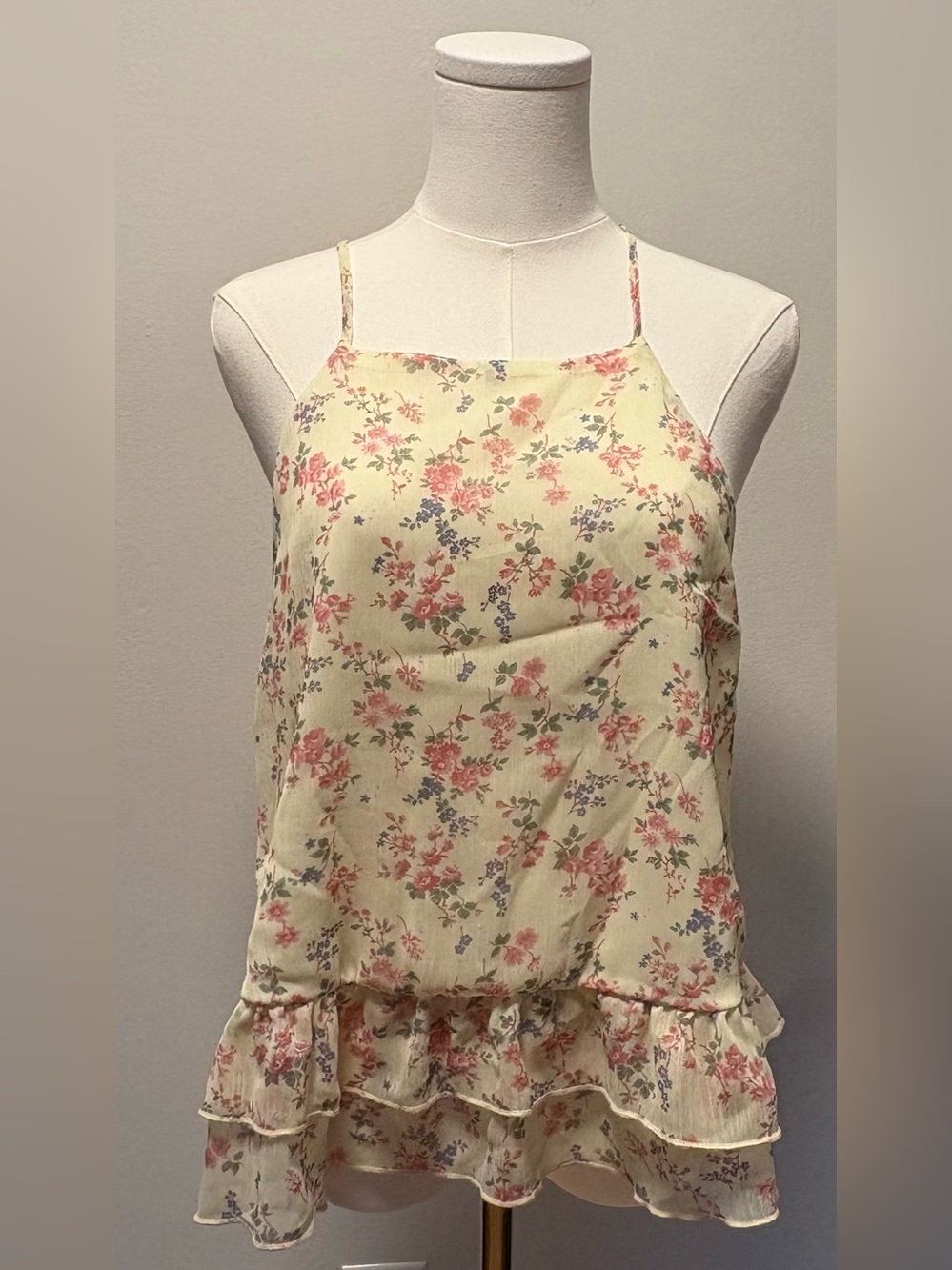 Altar’d State halter style floral tiered top. Coquette feminine flirty summer